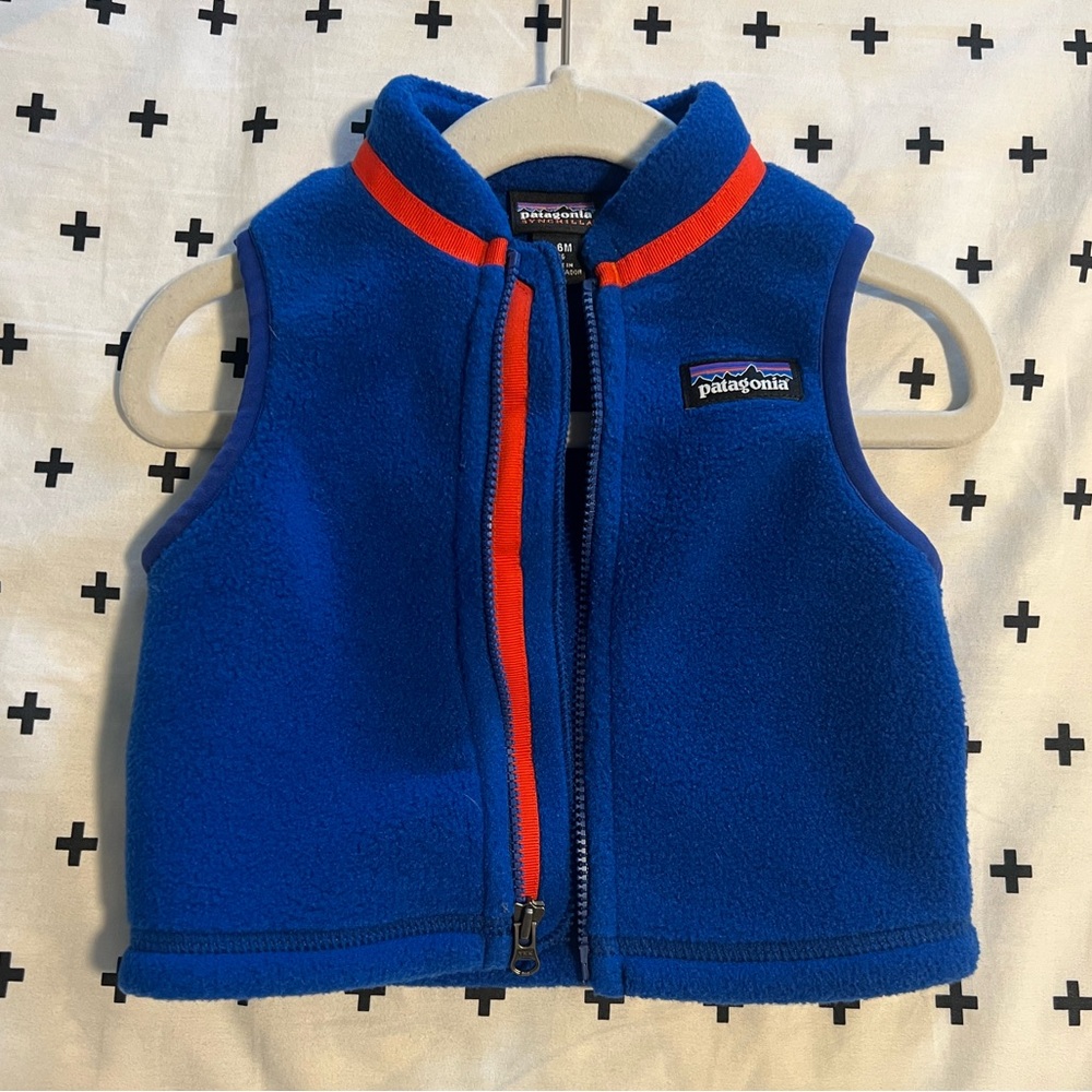 Patagonia Infant Blue Fleece Vest Size 3-6 Months